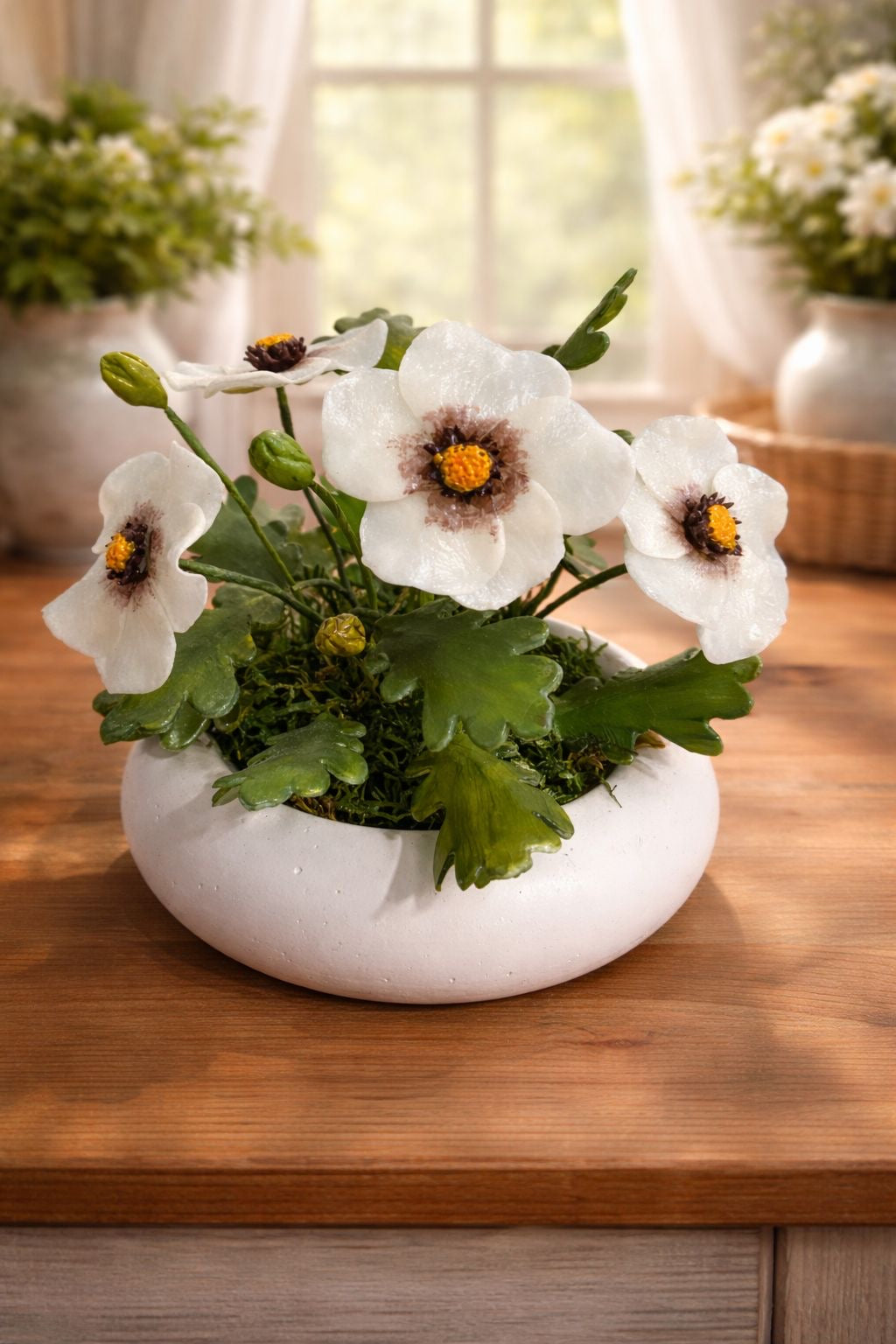 soğuk porselen Beyaz Çiçek biblo