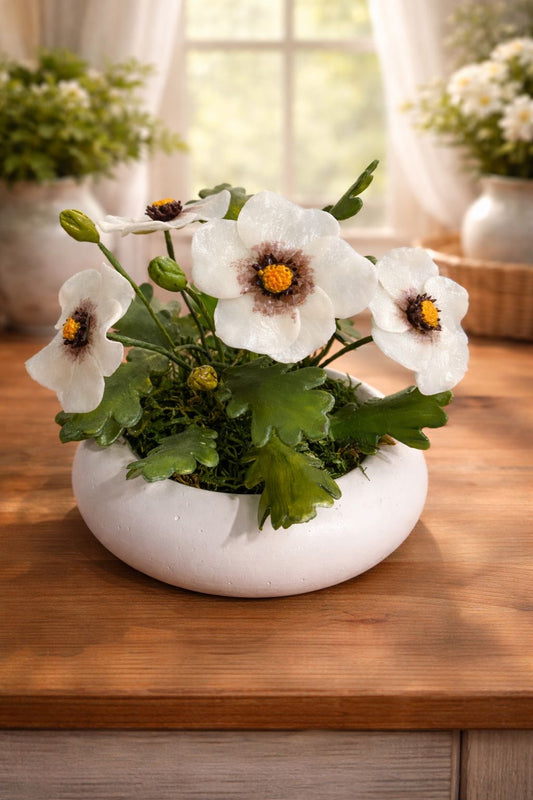 soğuk porselen Beyaz Çiçek biblo